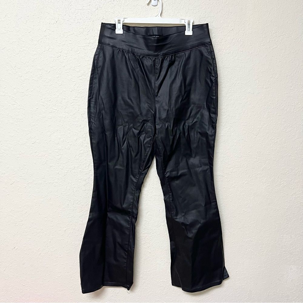 Almost Famous Black Faux Leather Pull On Wide Leg Flare Pants Size 2X